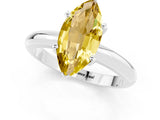 White gold Marquise Cut Yellow Sapphire Solitaire Engagement Ring with Round Band and Four-Prong Setting_25