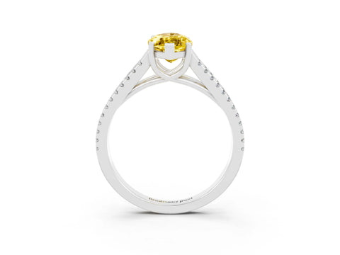 White gold Marquise Cut Yellow Sapphire Solitaire Engagement Ring with Split Shank Pavé Band_15