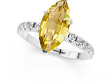 White gold Marquise Cut Yellow Sapphire Solitaire Pavé Band with Four-Prong Setting_25