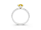 White gold Marquise Cut Yellow Sapphire Solitaire Pavé Band with Four-Prong Setting_27