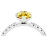 White gold Marquise Cut Yellow Sapphire Solitaire Pavé Band with Four-Prong Setting_28