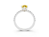 White gold Marquise Cut Yellow Sapphire Solitaire Pavé Engagement Ring with Round Band and Prong Setting_15