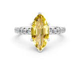 White gold Marquise Cut Yellow Sapphire Solitaire Pavé Engagement Ring with Round Band and Prong Setting_78