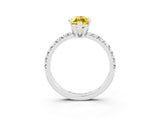 White gold Marquise Cut Yellow Sapphire Solitaire Pavé Engagement Ring with Round Band and Prong Setting_81