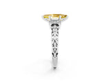 White gold Marquise Cut Yellow Sapphire Solitaire Ring with Filigree Band and Four-Prong Setting_68