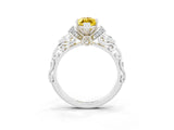 White gold Marquise Cut Yellow Sapphire Solitaire Ring with Filigree Band and Four-Prong Setting_72