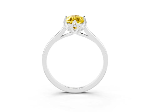 White gold Marquise Cut Yellow Sapphire Solitaire Ring with Flower Prong Setting and Classic Band_15