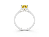White gold Marquise Cut Yellow Sapphire Solitaire Ring with Flower Prong Setting and Classic Band_27