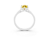White gold Marquise Cut Yellow Sapphire Solitaire Ring with Flower Prong Setting and Classic Band_52