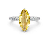 White gold Marquise Cut Yellow Sapphire Solitaire Ring with Pavé Accents and Four-Prong Setting_24