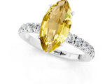 White gold Marquise Cut Yellow Sapphire Solitaire Ring with Pavé Accents and Four-Prong Setting_25