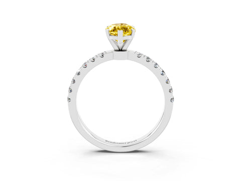 White gold Marquise Cut Yellow Sapphire Solitaire Ring with Pavé Accents and Four-Prong Setting_27