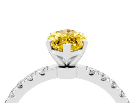 White gold Marquise Cut Yellow Sapphire Solitaire Ring with Pavé Accents and Four-Prong Setting_28