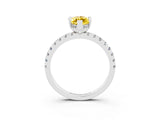 White gold Marquise Cut Yellow Sapphire Solitaire Ring with Pavé Band and Four-Prong Setting_63