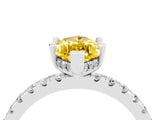 White gold Marquise Cut Yellow Sapphire Solitaire Ring with Pavé Band and Four-Prong Setting_64
