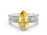 White gold Marquise Cut Yellow Sapphire Solitaire Ring with Pavé and Channel Set Band_24
