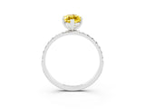 White gold Marquise Cut Yellow Sapphire Solitaire Ring with Pave Band and Four Prong Setting_51