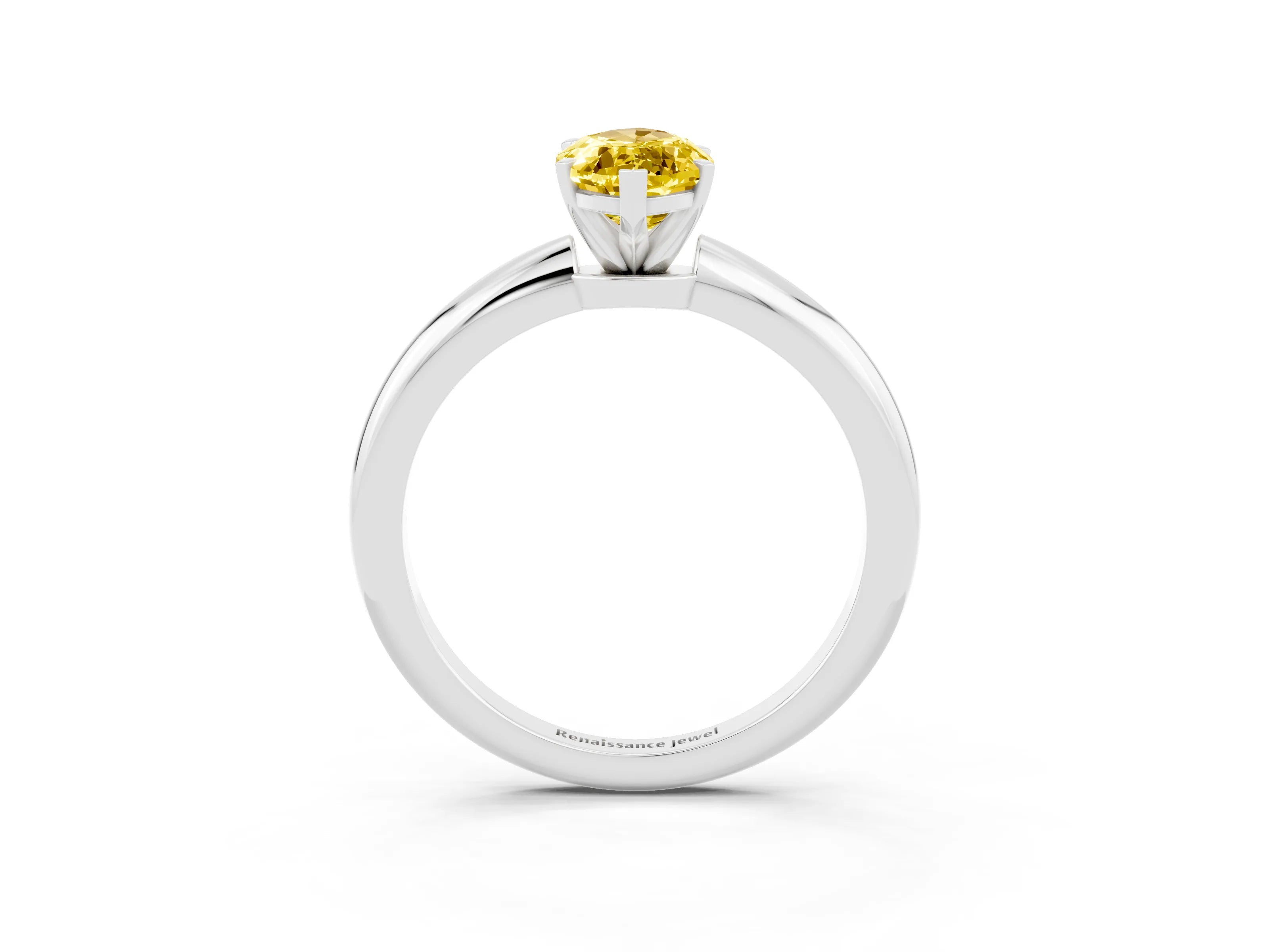 White gold Marquise Cut Yellow Sapphire Solitaire Ring with Six-Prong Setting and Classic Band_15