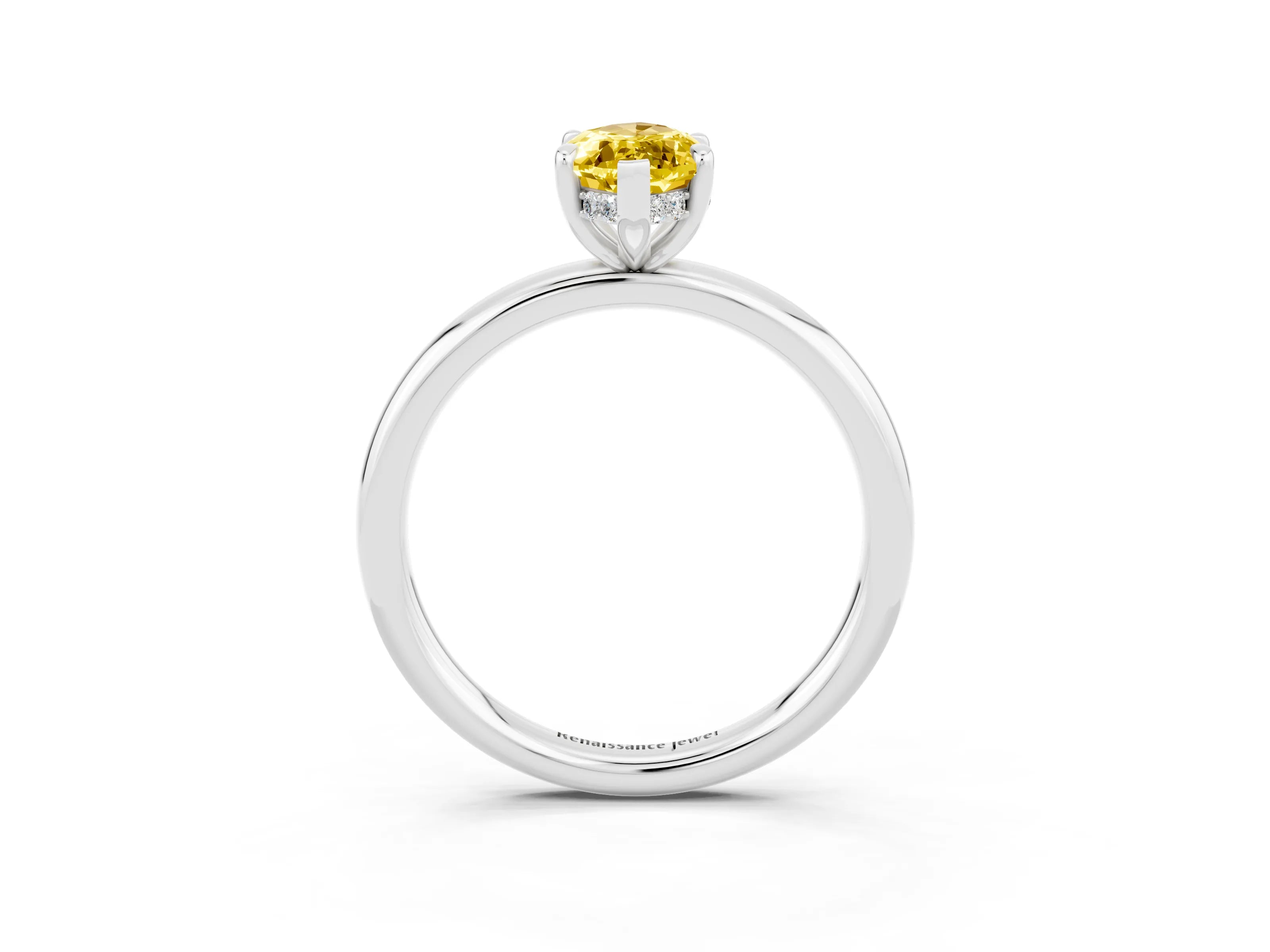 White gold Marquise Cut Yellow Sapphire Solitaire Ring with Thin Band and Four-Prong Setting_39