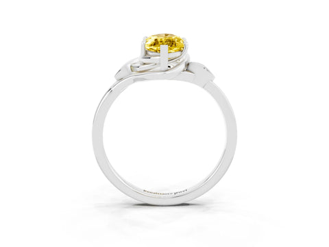 White gold Marquise Cut Yellow Sapphire Solitaire Ring with Twist Band and Four-Prong Setting_39