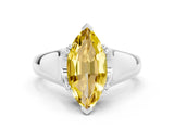 White gold Marquise Cut Yellow Sapphire Solitaire Ring with Wide Band and Prong Setting_24