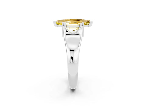 White gold Marquise Cut Yellow Sapphire Solitaire Ring with Wide Band and Prong Setting_26