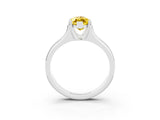 White gold Marquise Cut Yellow Sapphire Solitaire Ring with Wide Band and Prong Setting_27