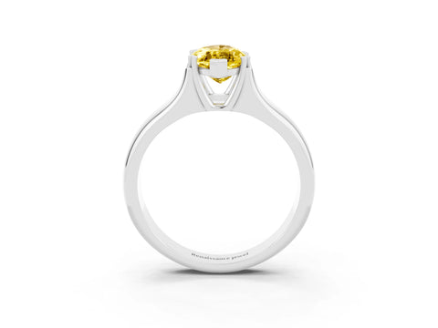 White gold Marquise Cut Yellow Sapphire Solitaire Ring with Wide Band and Prong Setting_27