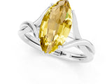 White gold Marquise Cut Yellow Sapphire Solitaire Twist Band Prong Setting Ring_85