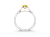 White gold Marquise Cut Yellow Sapphire Solitaire Twist Band Prong Setting Ring_87