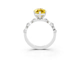 White gold Marquise Cut Yellow Sapphire Solitaire Twisted Band with Round  Accents and Prong Setting_33
