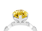 White gold Marquise Cut Yellow Sapphire Solitaire Twisted Band with Round  Accents and Prong Setting_34
