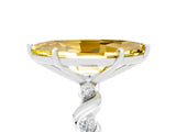 White gold Marquise Cut Yellow Sapphire Solitaire Twisted Band with Round  Accents and Prong Setting_36