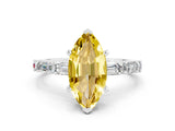 White gold Marquise Cut Yellow Sapphire Solitaire with Side Baguettes and Channel Set Band_24