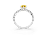 White gold Marquise Cut Yellow Sapphire Solitaire with Side Stones, Pave Band, Four-Prong Setting_27