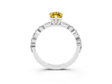 White gold Marquise Cut Yellow Sapphire Solitaire with Side Stones on a Pavé Band and Four-Prong Setting_27