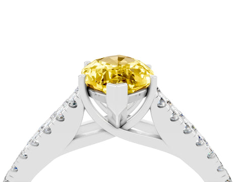White gold Marquise Cut Yellow Sapphire Split Shank Pavé Engagement Ring with Four-Prong Setting_16