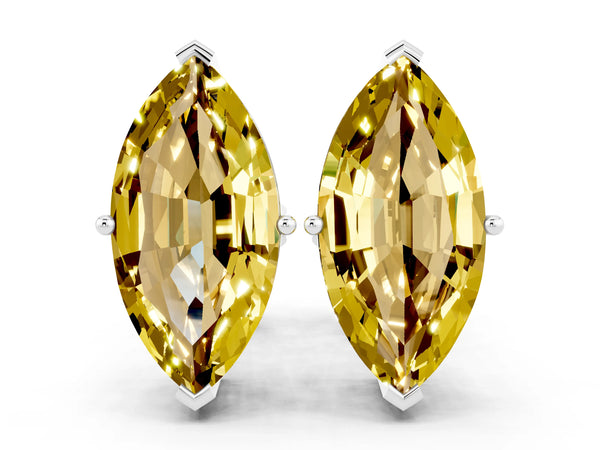 Platinum Marquise Cut Yellow Sapphire Stud Earrings