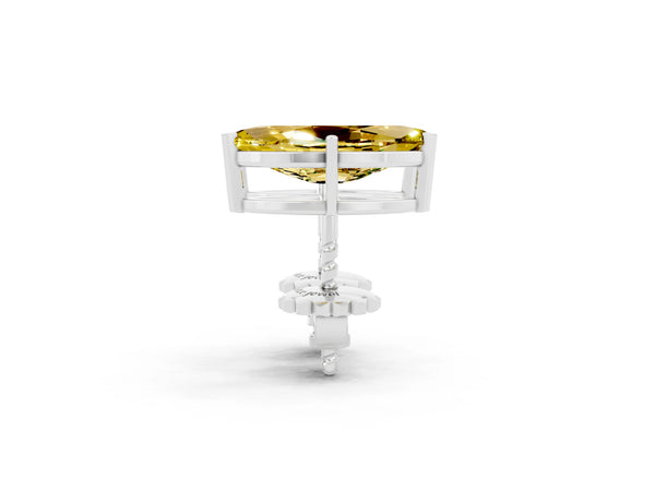 Silver Marquise Cut Yellow Sapphire Stud Earrings