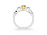 White gold Marquise Cut Yellow Sapphire Three-Stone Ring with Pavé Split Shank and Four-Prong Setting_39