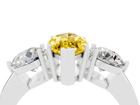 White gold Marquise Cut Yellow Sapphire Three-Stone Ring with Prong Setting and Classic Band_4