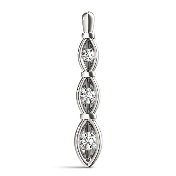 White gold Marquise Diamond Bar Pendant with Bezel Setting 1