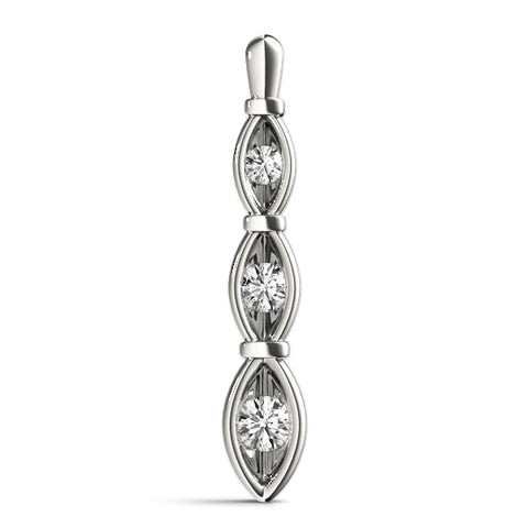 White gold Marquise Diamond Bar Pendant with Bezel Setting 1