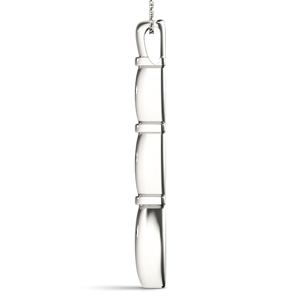 White gold Marquise Diamond Bar Pendant with Bezel Setting 2