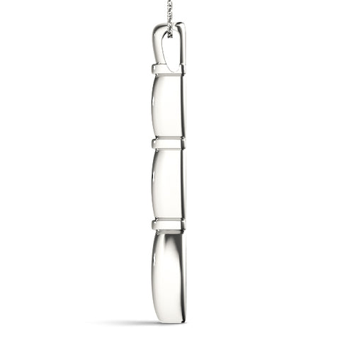 White gold Marquise Diamond Bar Pendant with Bezel Setting 2