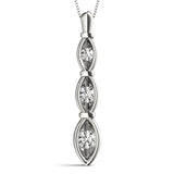 White gold Marquise Diamond Bar Pendant with Bezel Setting