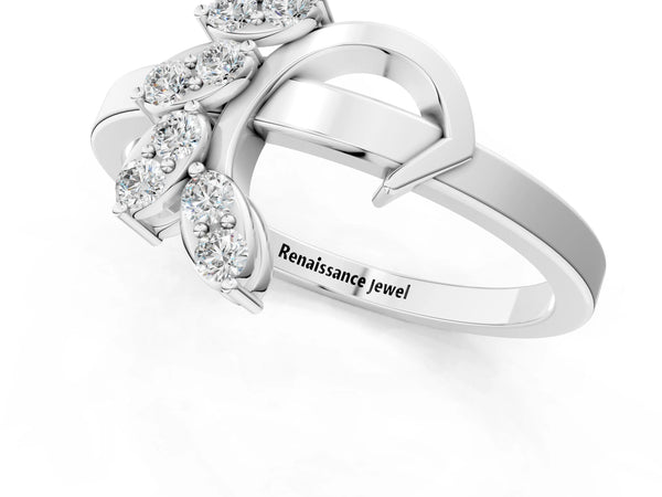 Platinum Marquise Diamond Cluster Bypass Ring with Prong Setting