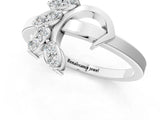 White gold Marquise Diamond Cluster Bypass Ring with Prong Setting_81