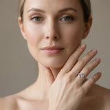 White gold Marquise Diamond Cluster Bypass Ring with Prong Setting_93