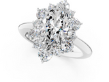 White gold Marquise Diamond Cluster Halo Ring with Solitaire Band and Four-Prong Setting_20